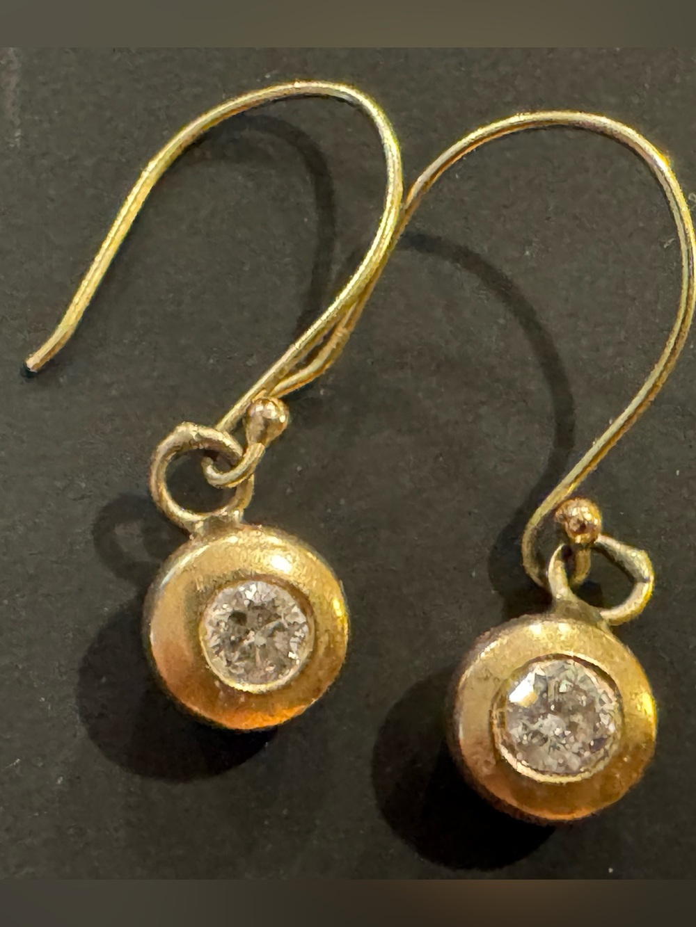 14k Yellow Gold Diamond Drop Earrings